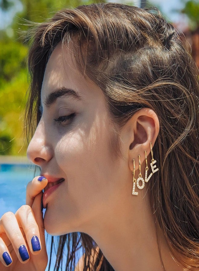 VDKIDKT Initial Hoop Earrings for Girls Women, 18K Gold Plated CZ Letter Small Huggie Hoop Earrings with Initial Dangle Earrings Jewelry Gifts for Girls (X) - Image 2